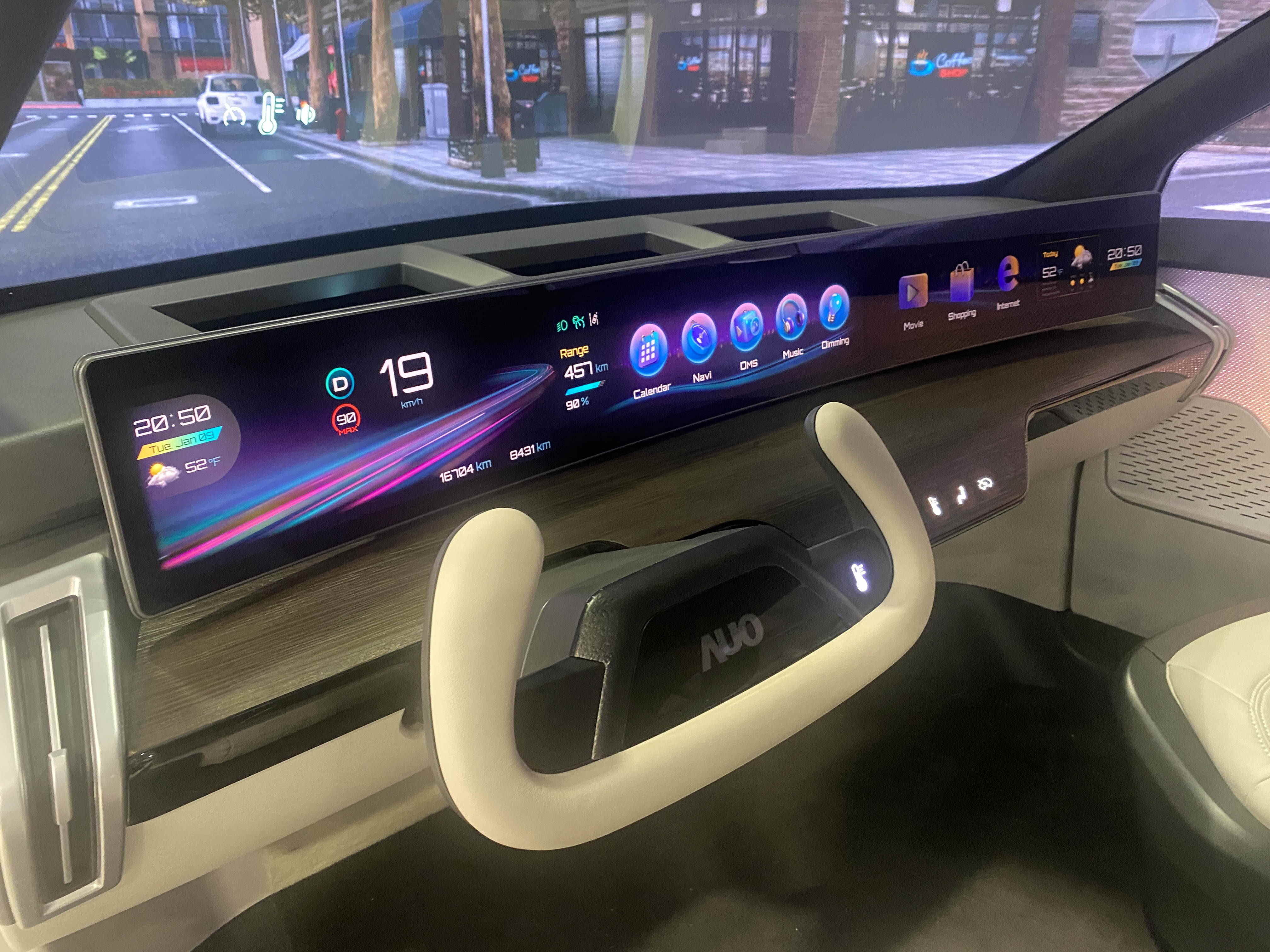 AUO combines the Intuitive Steering Wheel Touch Control with the Immersive Panoramic HUD to provide a seamless and safe interface for drivers to access vehicle controls and information while keeping their focus on the road.